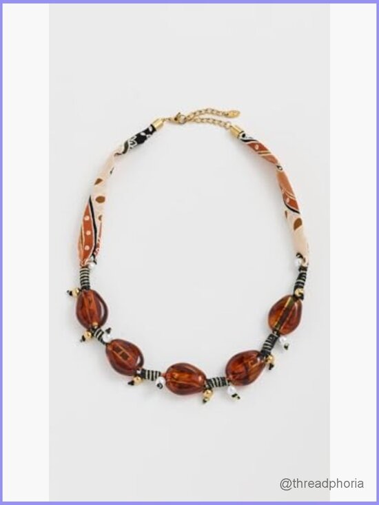 Soleil Bandana Charm Necklace Beaded Bandana Necklace with Tassel Accents